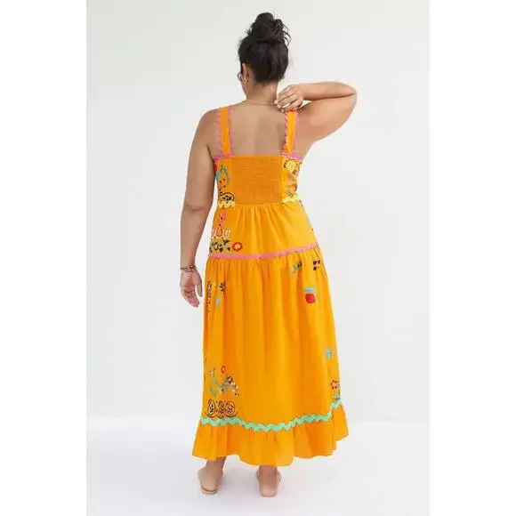 Anthropologie Maeve Sunset Embroidered Orange Midi Sundress 26W Plus 100% Cotton Anthropologie Maeve Sunset Embroidered Orange Midi Sundress 26W Plus 100% Cotton